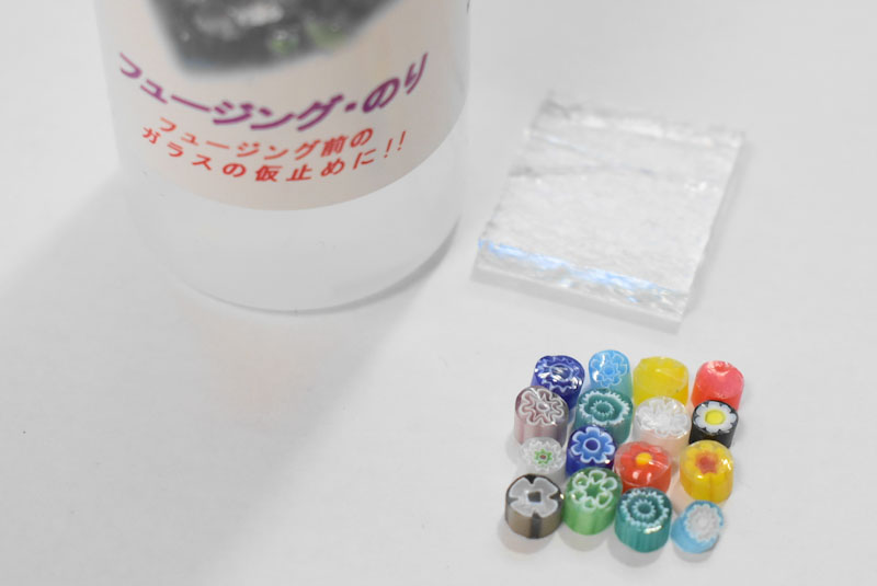 フュージングのり、板ガラス、ミルフィオリの画像