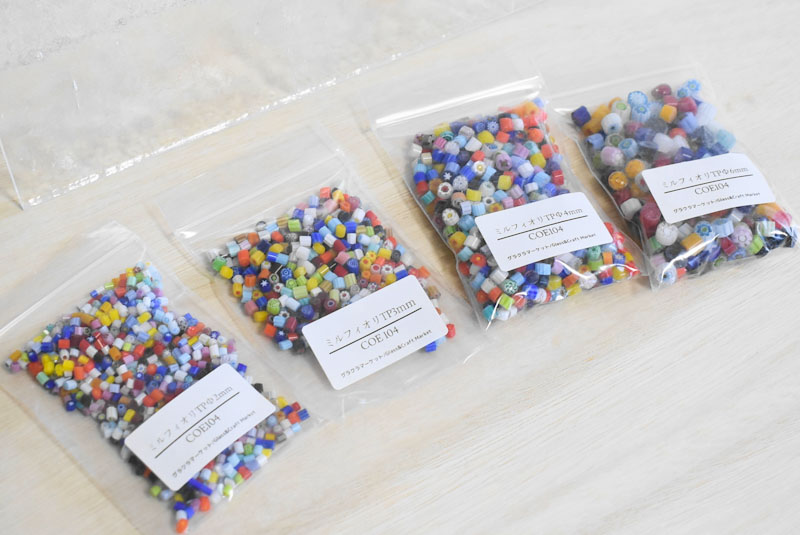 サイズの違うミルフィオリの画像