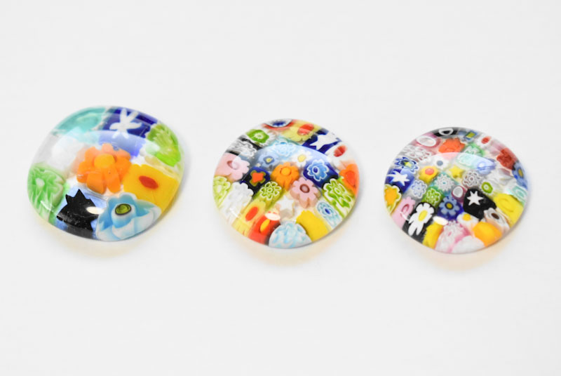 6 mm、3 mm、2 mmのミルフィオリをそれぞれ使用したナギットの画像