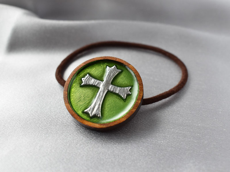 錫の十字架のヘアゴム画像